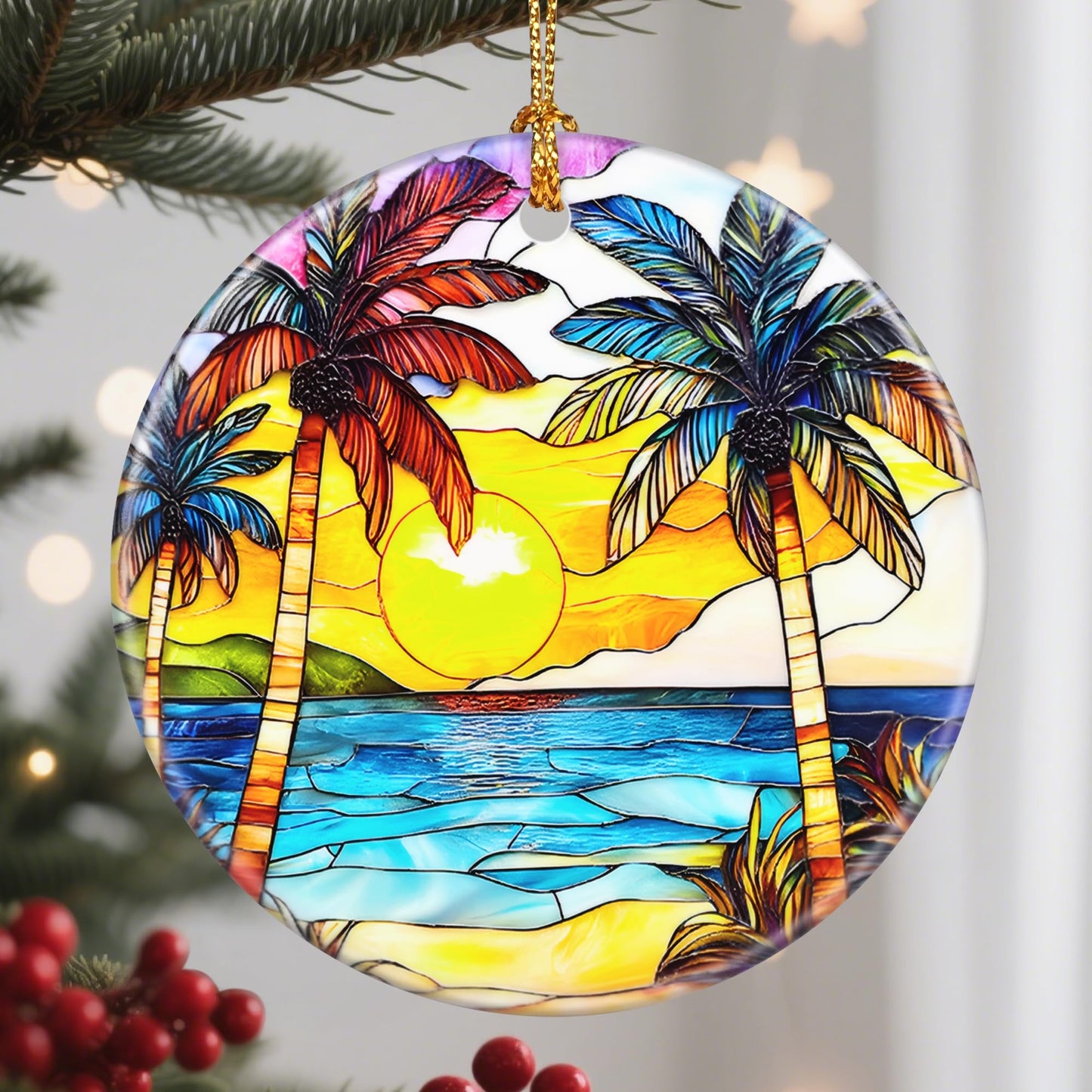 Christmas Ornaments: Christmas Tree Decorations, Beach Sunset Holiday Decor, Stocking Stuffers, Gift Ideas, Xmas Gift, Summer Vibes Gifts & Gifts for Beach Lover