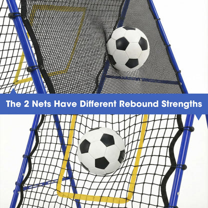 JIRTEMOT Soccer Rebounder Net, 2-Sided Football Trainer with Fast/Slow Rebound for Ball Control, Passing, Shooting, Portable Volleyball Practice Equipment for Youth & Adults, Easy Setup, 5FTx4FT