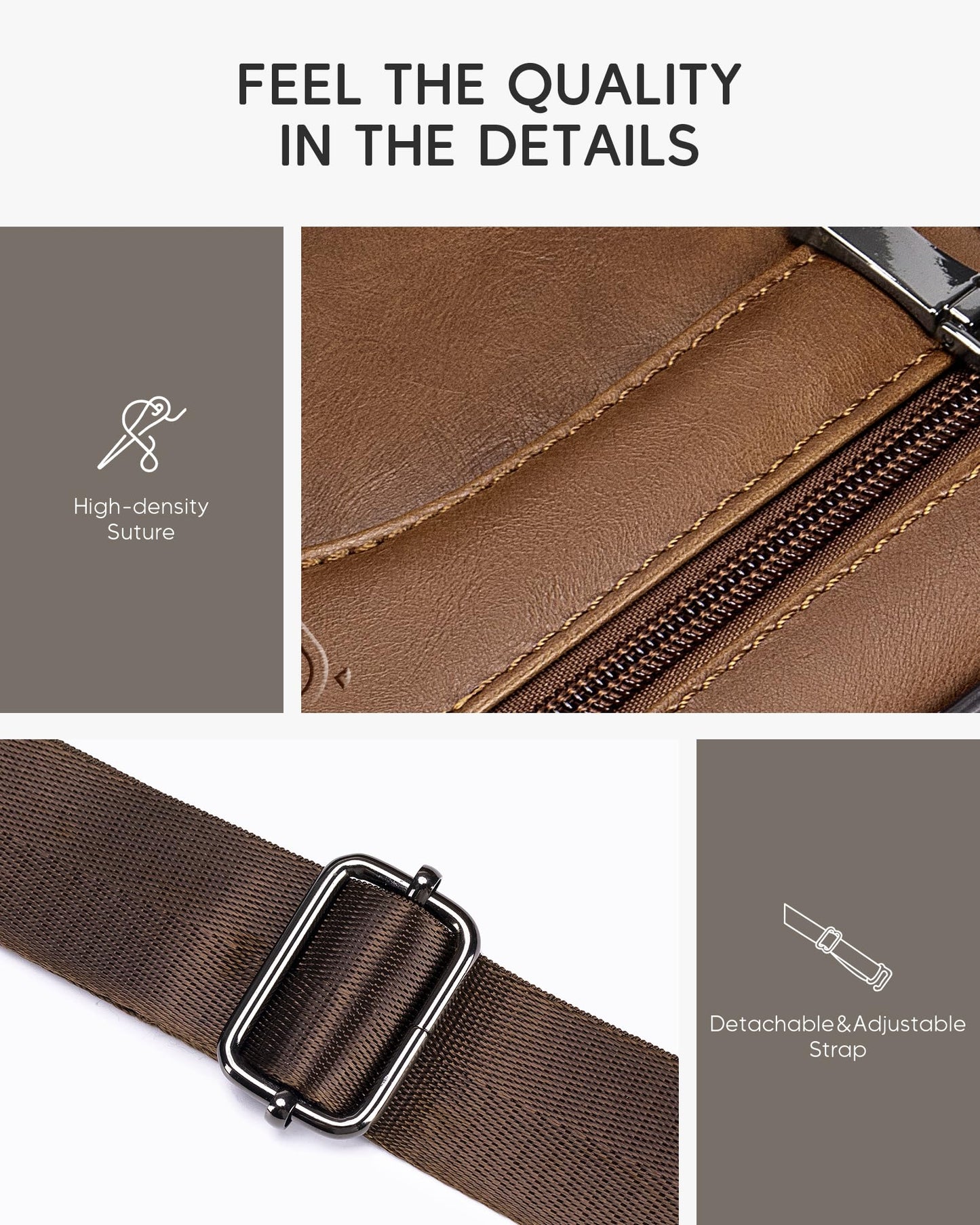 Nixjoro Vegan Leather Men Purse Small Messenger Cross Body Bag Satchel Sling Shoulder Bag for Work Business Travel, Brown