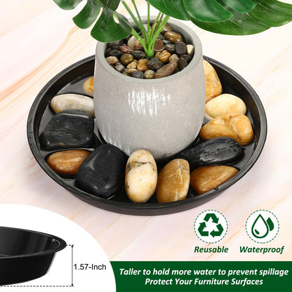 PATIKIL 3 Pack Plastic Plant Saucer, 15 Inch Plant Tray for Pots Round Plant Dish Plant Drip Trays Water Tray for Indoors Outdoors Garden, Black