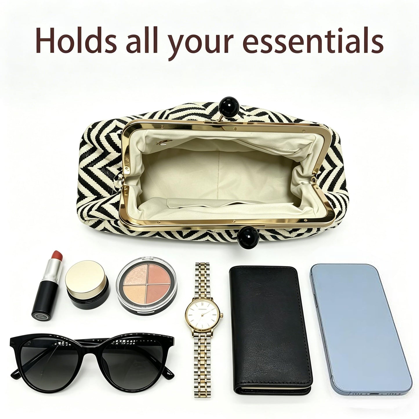 Straw Clutch Purse for Women, Classic Beach Clutch,Woven Summer Bag, Dumpling Wicker Handbag for Summer Daily Vacation Use