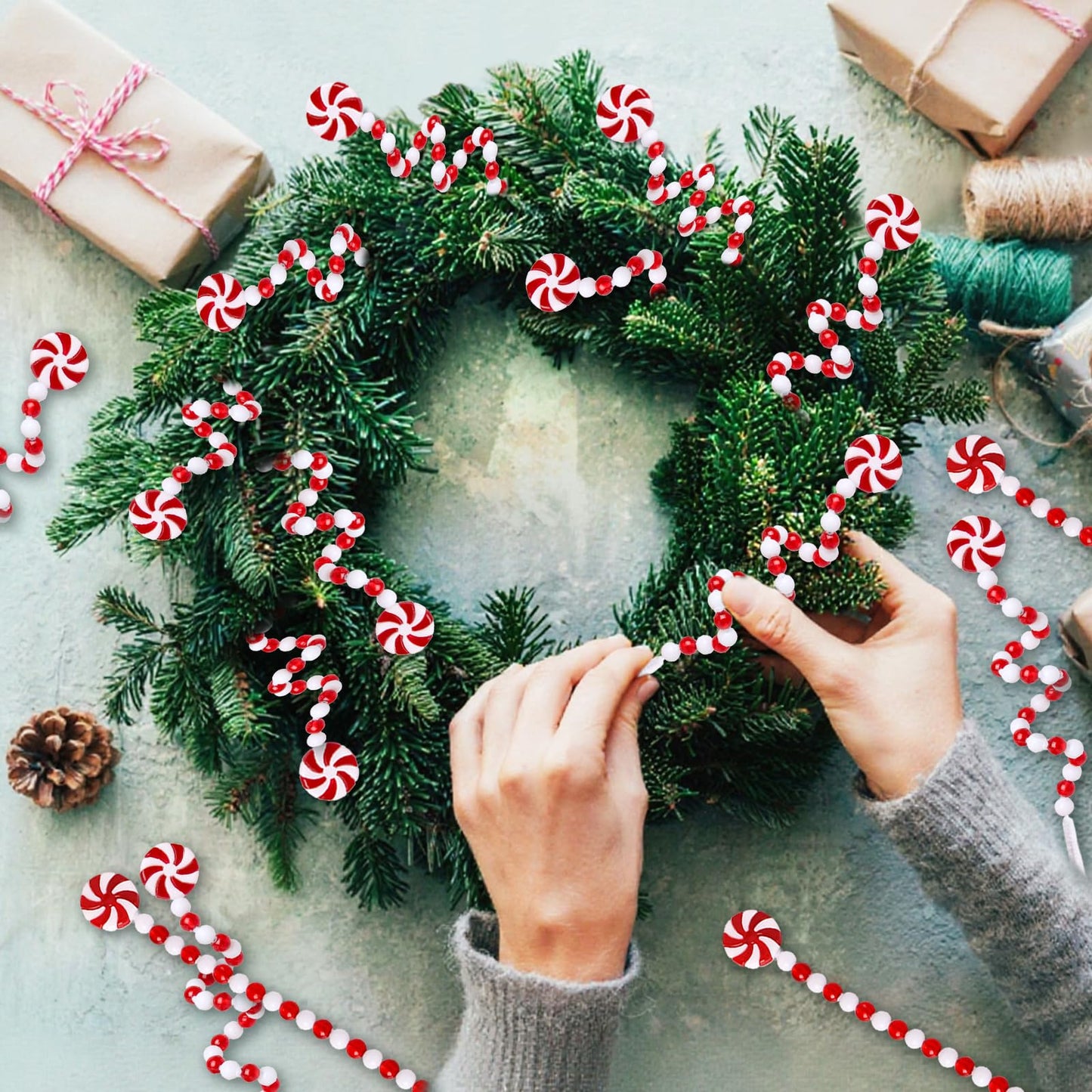 AWHETIE 36 Pcs Candy Cane Christmas Decorations,Red and White Christmas Tree Picks,Candy Cane Ornaments for Christmastree Topper Home Vase Decor Wreath DIY Craft