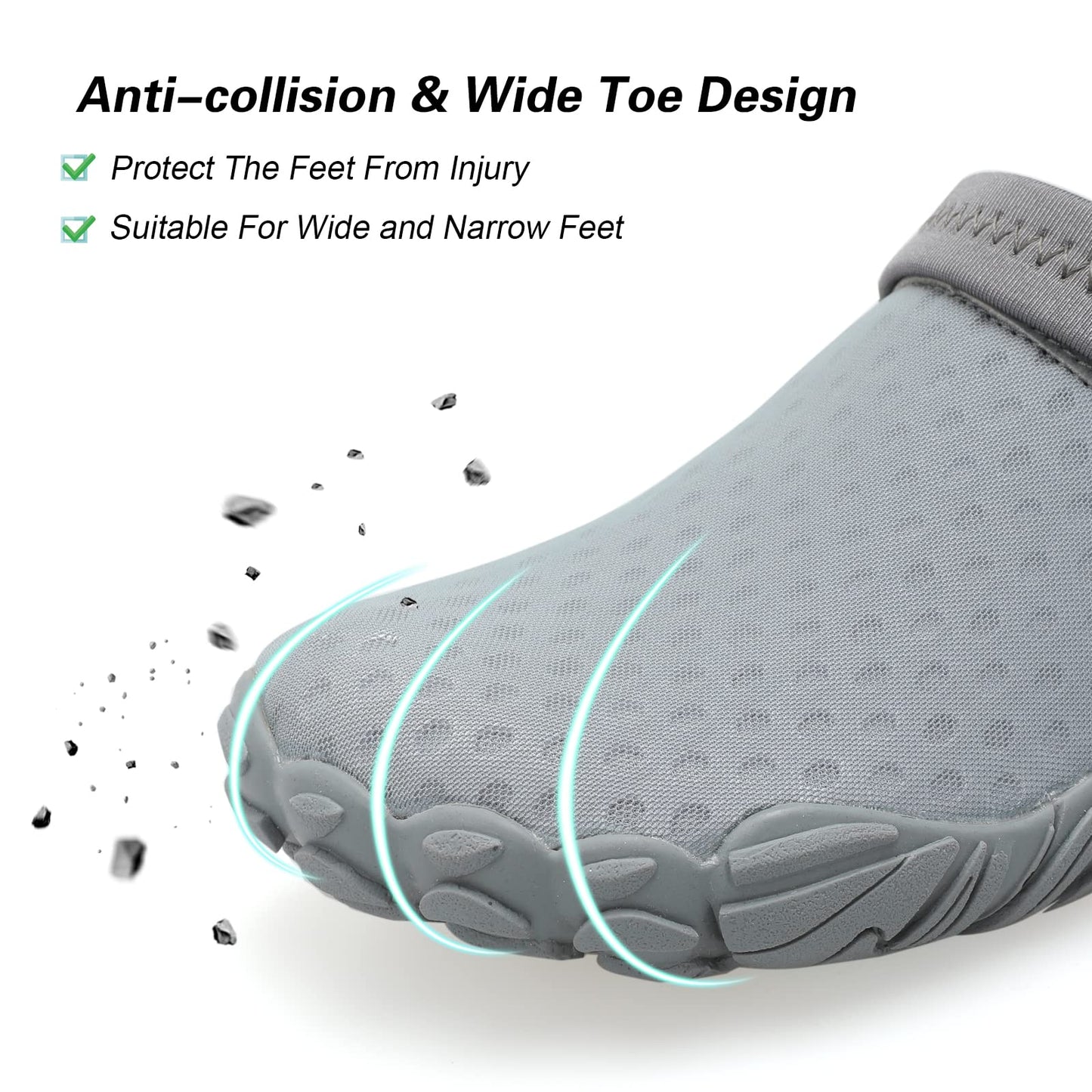 Besroad Slip on Quick Drying Running Sports Fashion Sneakers Water Shoes Summer Outdoor Hiking Shoes for Men Women Grey 9 Women/7.5 Men