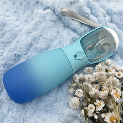 MITOCAPY 2-in-1 Dog Water Bottle Portable, Food Grade Travel Dog Bowls with Food Container, 19Oz Dog Water Bowl Dispenser, Hiking Essentials, Puppy Stuff Dogs Accessories Girl Boy (Blue)