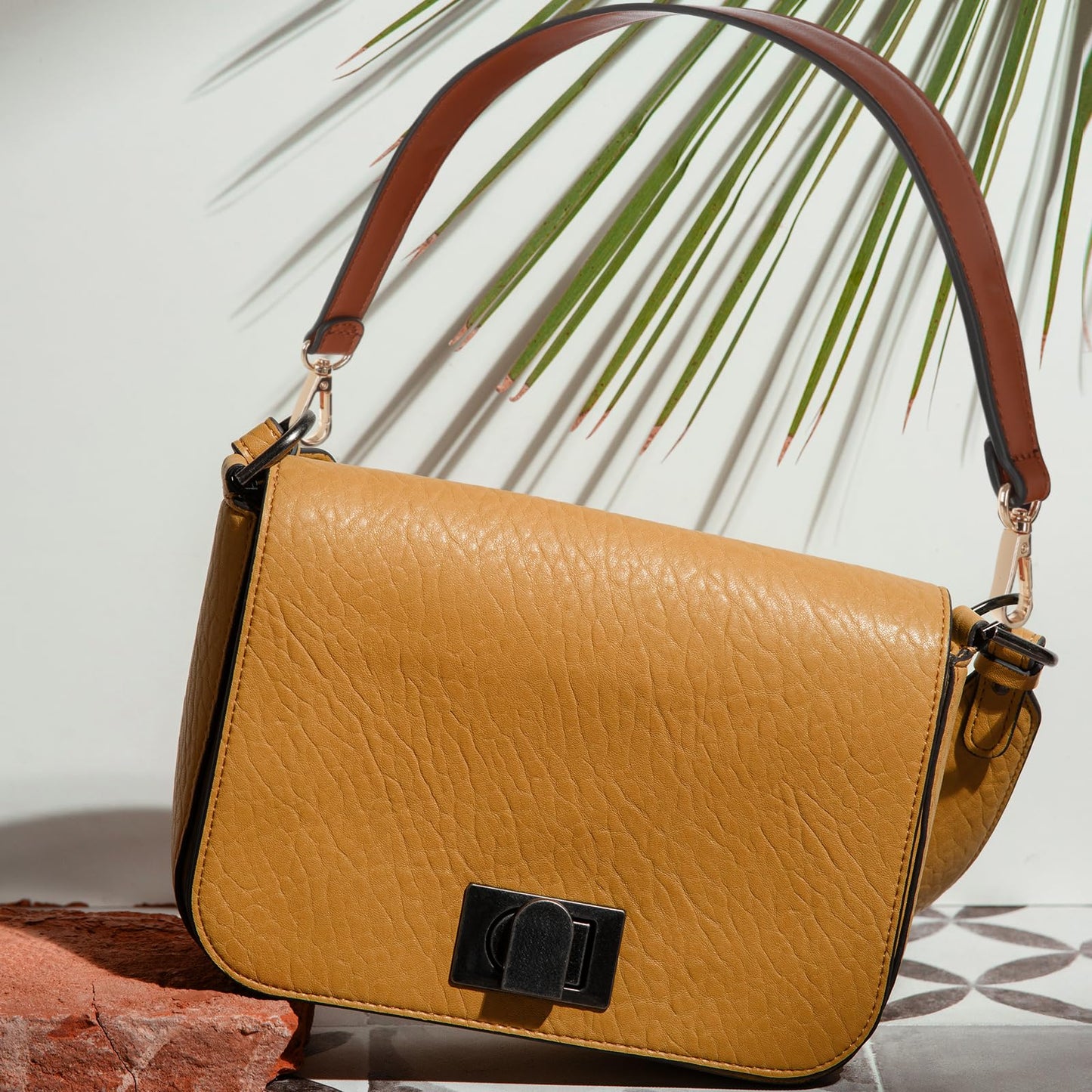 Prasacco Brown Leather Purse Strap Handle 19 Inch Bag Strap Replacement with Swivel Clasps, Short Style, Short Style, Please Confirm the Size Information