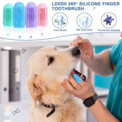 LDIIDII Dog Toothbrush Dog Tooth Brushing Kit Dog Finger Toothbrush for Dog Teeth Cleaning&Dog Dental Care,Cat Toothbrush Dog Tooth Brush Puppy Toothbrush (Blue Green Pink Purple(4-Pack))