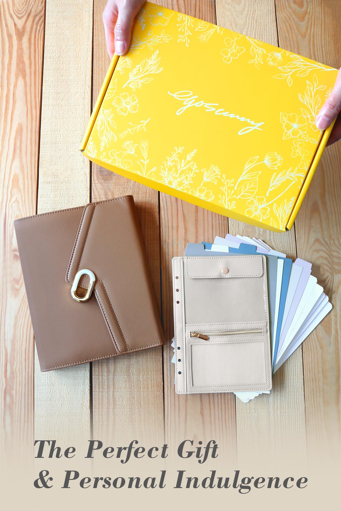 EGOSUNNY Lightning A5 PU Leather Planner 5.8" x 8.3", Refillable 6-Ring Binder with 80 Sheets, Dividers & Removable Zip Pouch – Stylish Organizer for Work & Everyday Use