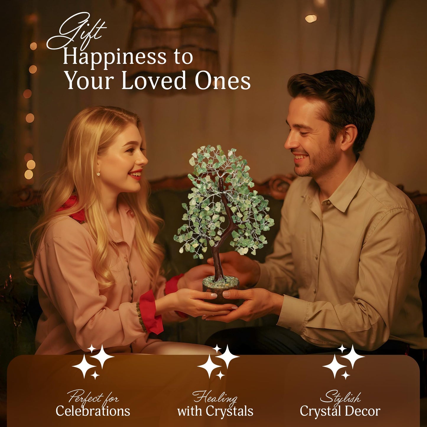 YATSKIA Green Jade Stone - Artificial Trees, Bonzai Tree, Green Jade, Healing Stone, Crystals Tree, Crystal Tree of Life, Crystal Items for Gift