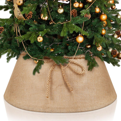 Outus Farmhouse Burlap Christmas Tree Collar Rustic Christmas Tree Ring Easy Set Up for Holiday Xmas Decor(Rustic)