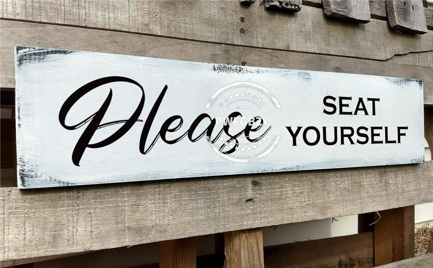 Please Seat Yourself Inset Bathroom Home Décor Sign Rustic Wood Funny Wall Decor - Bathroom Signs Farmhouse Decor for Toilet Restroom Wall Hanging Plaque 6x16 Inch