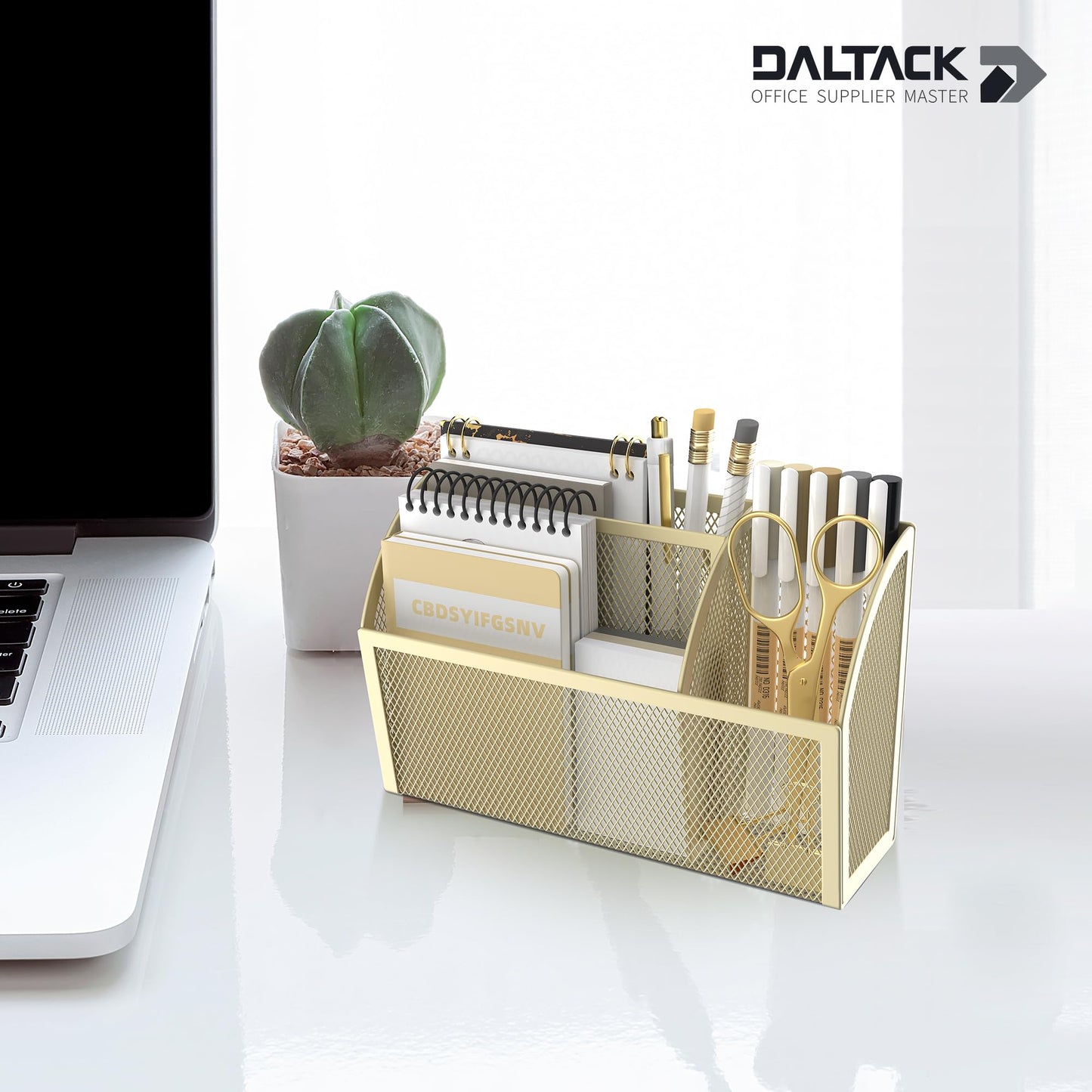DALTACK Magnetic Pencil Holder Magnetic Shelf for the Whiteboard 3-Grid Mesh Magnetic Pen Holder for Refrigerator Magnetic Organizer Locker Accessories Organizer for Office, Yellow