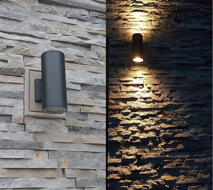 Outdoor Wall Light, Exterior Lighting - ETL Listed, 2 Light Bulbs Included, Aluminum Waterproof Wall Mount Cylinder Design - Up Down Light Fixture for Porch, Backyard and Patio