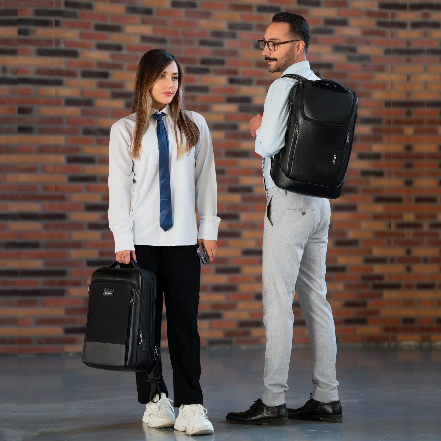 LENZN Durable Leather Laptop Business Backpack Perfect for Men & Women, Work Backpack Fits 15.6 Inch, Premium Quality Travel Bag with USB Charging Port, Water-Resistant, Bookbag with Multiple Pockets