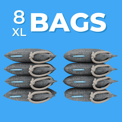 Litepak Activated Charcoal Bags Odor Absorber, (8 Pack, Large), Bamboo Charcoal, Natural Car Air Purifier, Closet Deodorizer, and Odor Eliminator For Home (8x200g)