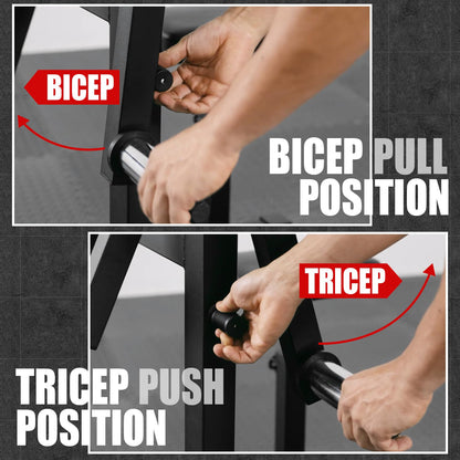 GMWD Bicep Tricep Curl Machine, 250LBS Plate Loaded Bicep Curls and Tricep Extension Machine, 2 in 1 Exercise Equipment for Home Gym Workout Station, Black
