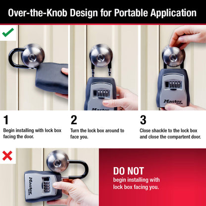 Master Lock Key Lock Box with Code, Outdoor Lock Box for Realtors, Property Managers and Landlords, Ideal for Short-Term Rentals, Key Safe Holds 5 Keys, 5 Pack, 5400EC5