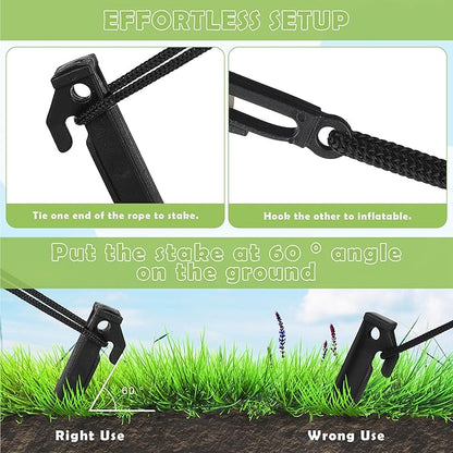Aodaer 36 Pieces Plastic Inflatable Stakes Set Heavy Duty Halloween Christmas Yard Stake with Ropes and Hooks Anchoring Ground Stake for Xmas Garden Inflatables Accessories, Black