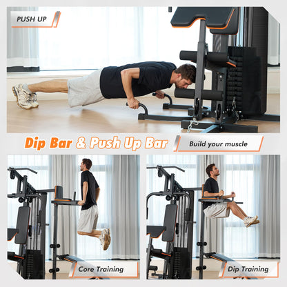 Home Gym with 118 LBS Weight Stack, Multifunctional Workout Station, All-in-One Exercise Equipment for Full Body Strength Training