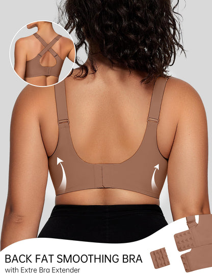 OEAK Womens Wireless Bras V Mesh Comfortable Bralette Supportive Tshirt Bra No Underwire Seamless Push Up Everyday Bras