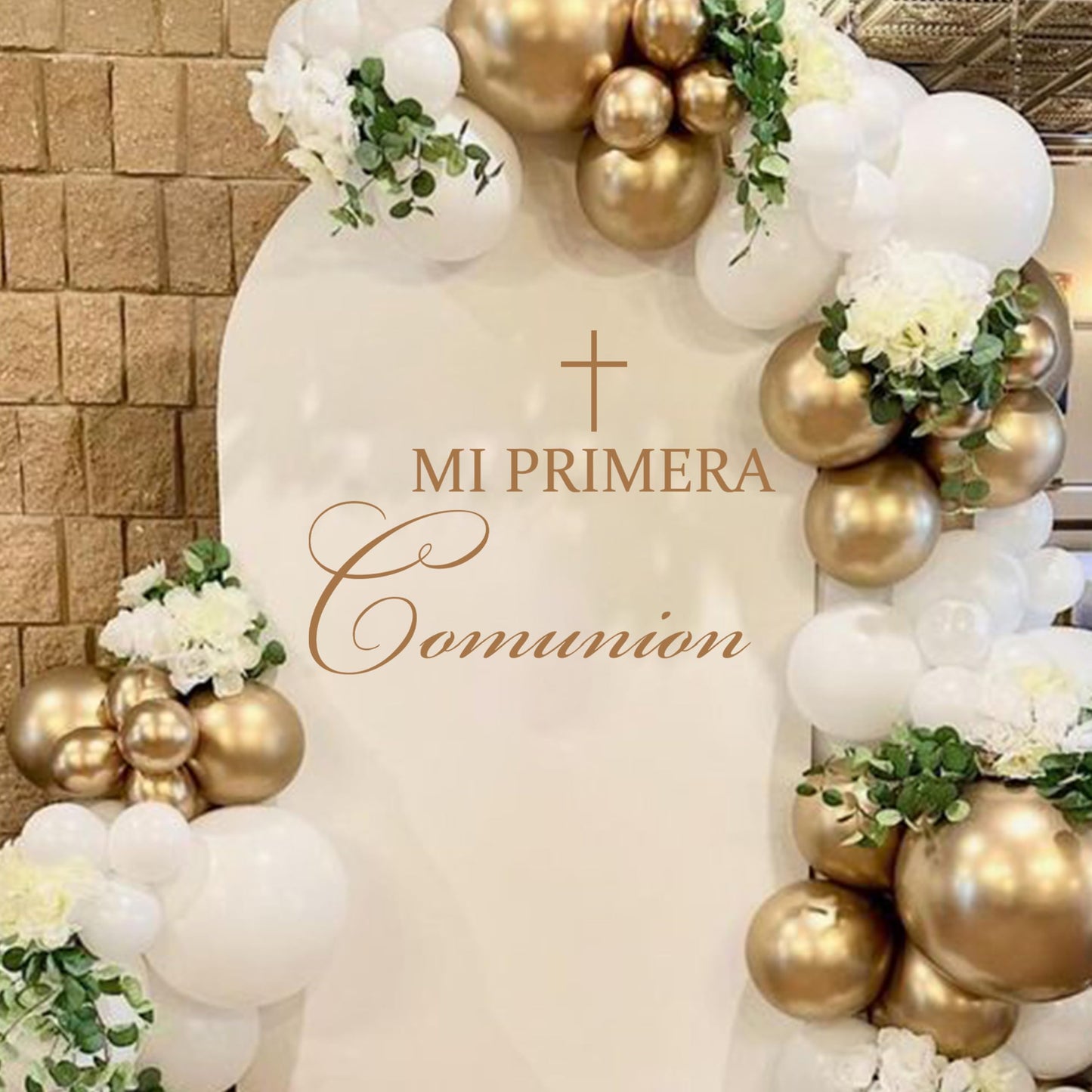 Caption God Bless Decal - Golden Baptism First Communion Party Decorations, God Bless Baptism Balloon Arch Decal for Boys Girls
