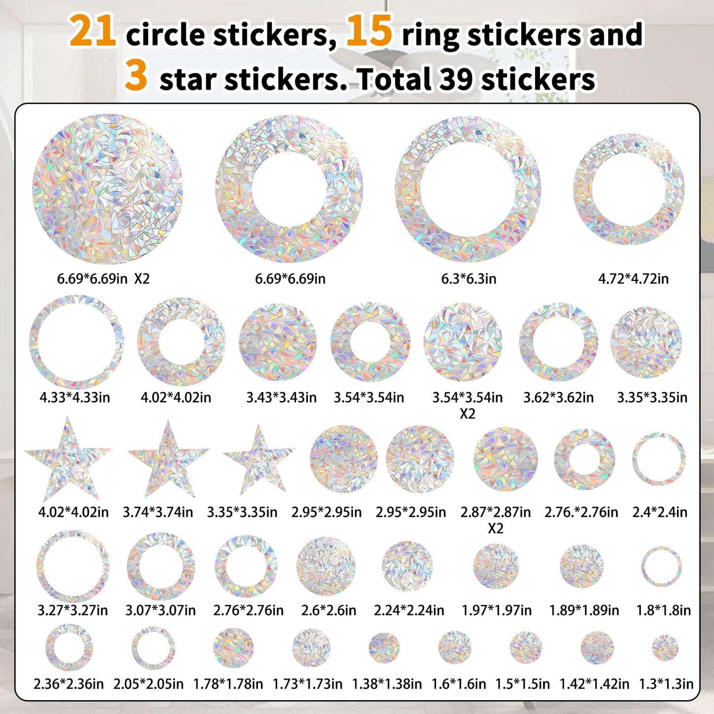 39 Anti Collision Window Decals for Bird Strike Prevention, Window Clings Suncatcher Stickers