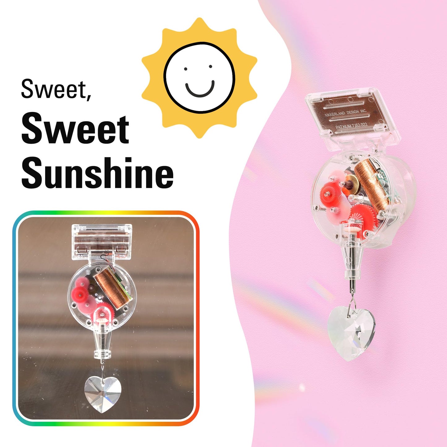 Kikkerland Solar Powered Rainbow Maker – Prism Suncatcher, Fun Home Window Decor – Unique Gift for Christmas & Birthdays – Heart Shaped