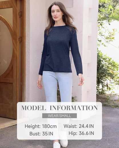 GAYHAY Long Sleeve Shirts for Women - Fall Winter Clothes Crew Neck Casual Tops Loose Fit Tees Fashion Outfits 2025