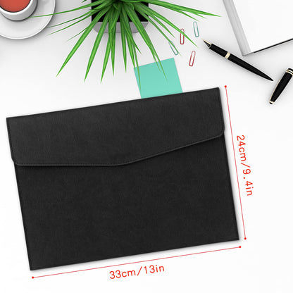 Toplive Document File Folder, Waterproof Thin PU Leather A4 Envelope Folder File Document Organizer Storage Case, Filing Envelope Folder with Magnetic Closure, Black