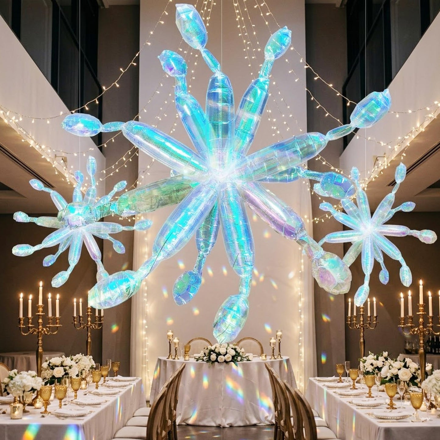 40-Inch Iridescent Star burst Foil Balloon Kit – 36pcs Rainbow Holographic DIY Bursting Firework for Weddings, Anniversaries, Birthdays & Event Centerpieces (12 Cones = 1 Star)