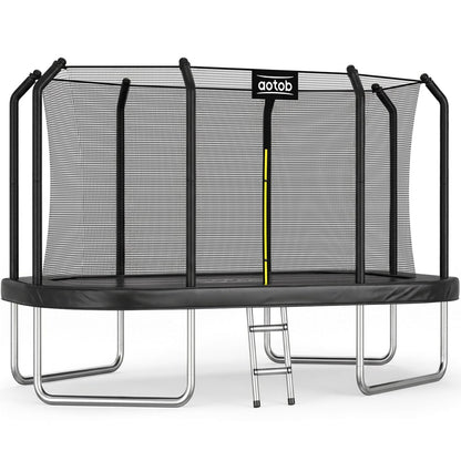 AOTOB 8×14 FT Rectangle Trampoline - Perfect Outdoor Trampoline for Kids - Gymnastics Style Tranpoline with Enclosure Net - Supports Up to 440 lbs(Black)