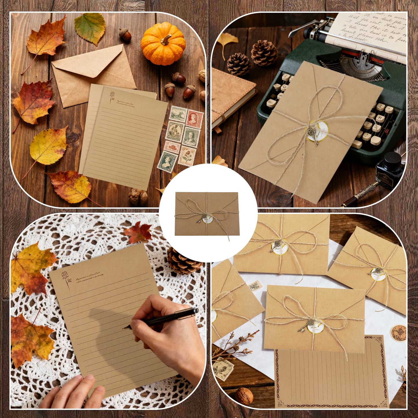 96 PCS Vintage Stationery Set, 32 Aged Paper with 16 Matching Envelopes, Vintage Antique Old Fashion Paper, Premium Old World Letter Writing Kit for Invitations, Love Letters, Thank You Notes