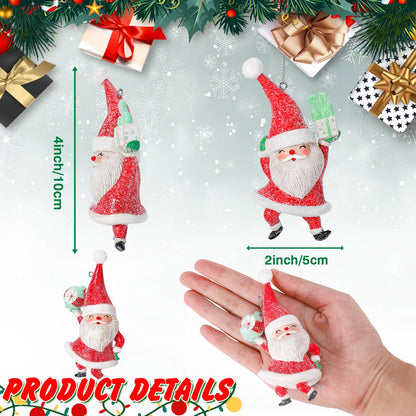 EnrichFun 2025 Figurines Christmas Decorations Resin Décor for Tree Hanging Ornament, Holiday Winter Indoor Home Table Decor Xmas Gifts, Santa Claus 2-Pack, 4 in