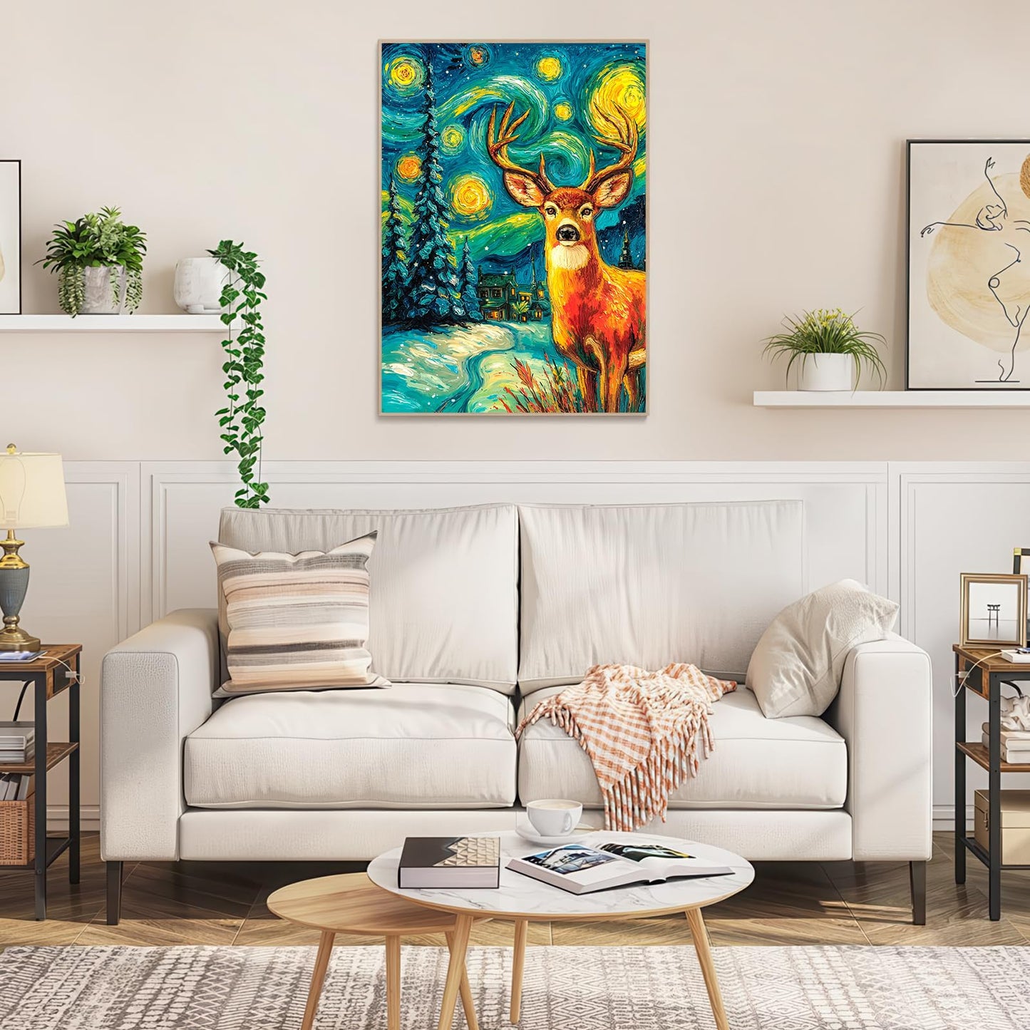 1000 Piece Van Gogh Starry Night Deer Snowy Forest Jigsaw Puzzle
