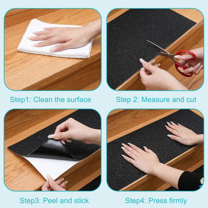 Peohud Anti Slip Traction Tape, 9.8 Inches x 16.4 Ft Heavy Duty Grip Tape for Stairs, Non Skid Abrasive Adhesive for Indoor Outdoor Steps, Stair Treads, Skateboard