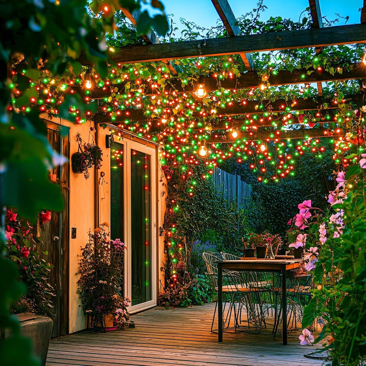 JMEXSUSS 200 LED Red and Green String Lights Outdoor, 66ft Christmas String Lights Indoor Clear Wire Plug in for Bedroom Party Christmas Tree Halloween Christmas Decorations