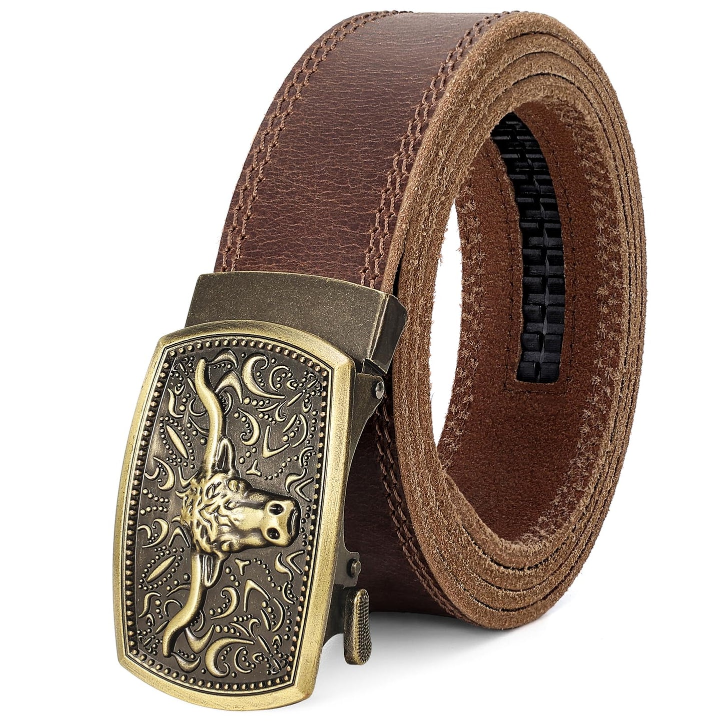 OZNDAS Mens Leather Belt, Ratchet Belts for Men Full Grain Leather Handmade, 100% Italian Top genuine Leather Dress Belts