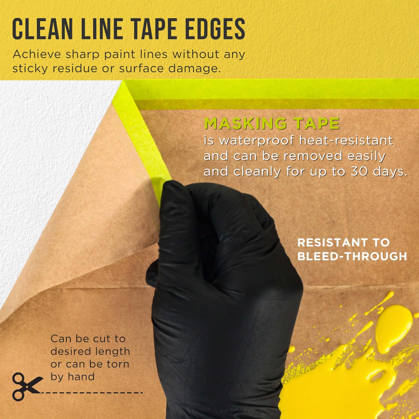Dura-Gold Pre-Taped Masking Paper for Painting (18" x 50', 2 Rolls) - Tape and Drape Painters Paper, Protective Covering, Overspray Barrier for Home Renovation Projects, Walls Doors, Furniture, Cars