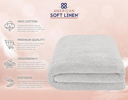 American Soft Linen 100% Cotton 600 GSM Turkish 40x80 Oversized Bath Towel Sheet