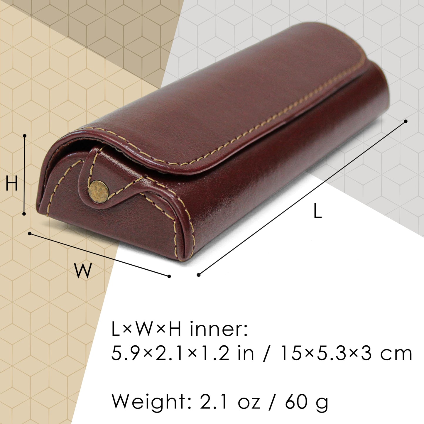 Orsus PU Leather Reading Glasses Hard Case Brown, Narrow Eyeglass Holder with Magnetic Closure & Felt Lining B10BR