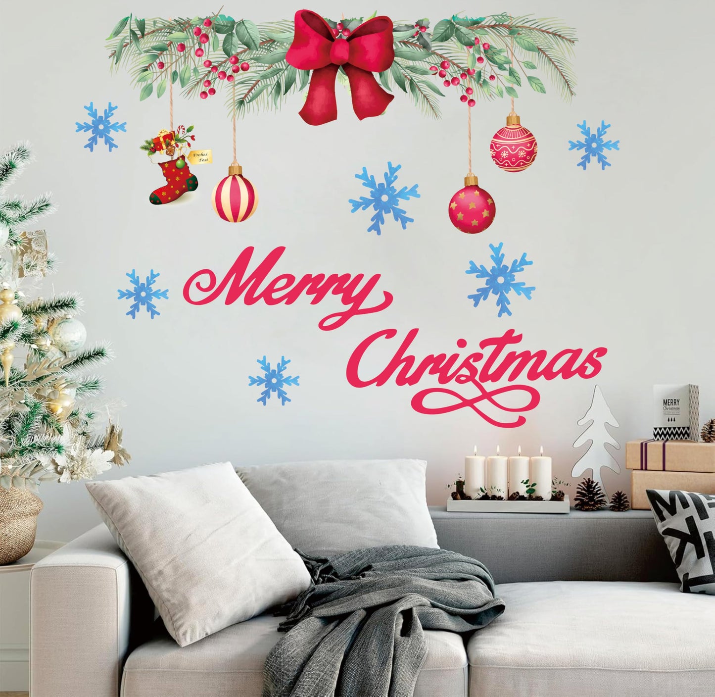 Merry Christmas Wall Decals Christmas Wall Decor Snowflake Decals Xmas Holiday Party Supplies Home Decor