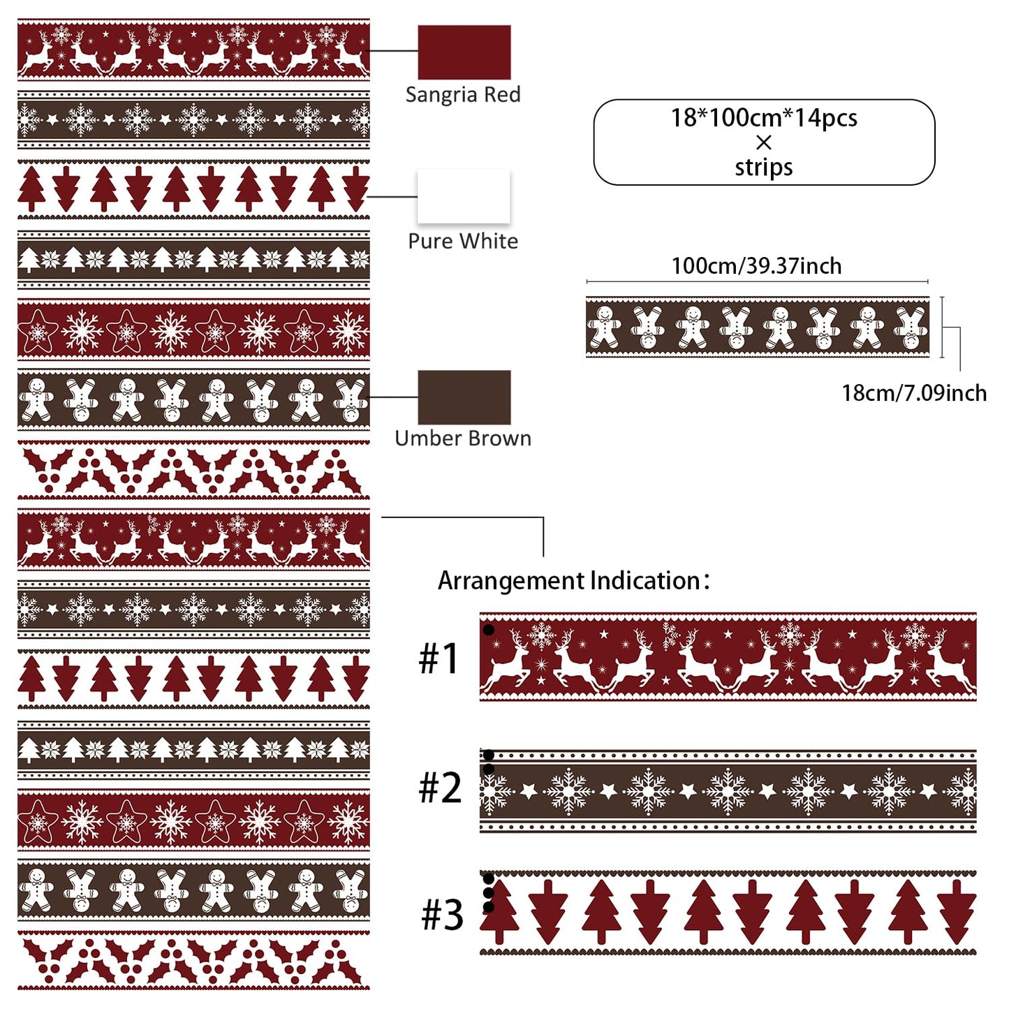 Funlife Christmas Peel and Stick Stair Risers Decals Staircase Christmas Decorations, 39.37"x7.09" Xams Pattern 14PCS