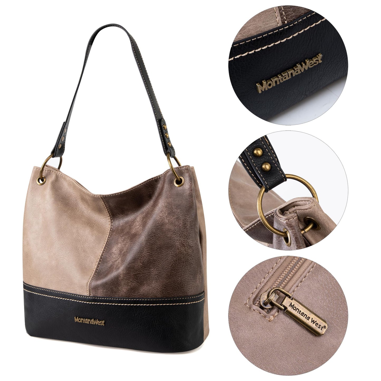 Montana West Purses for Women Shoulder Handbags Hobo Cossbody Bags PU Leather Tote for Gift Travel Casual Work MWC-HB-047F-TAN