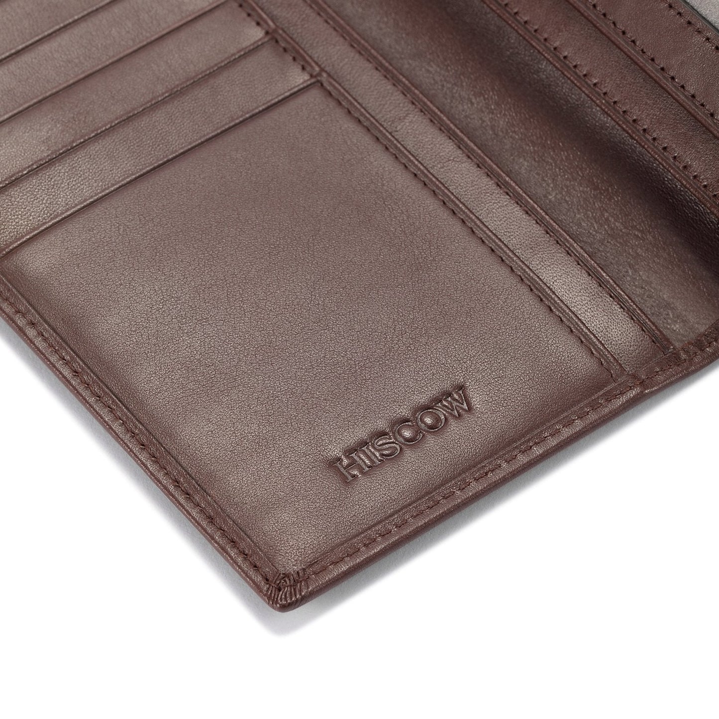 HISCOW Bifold Long Wallet with 15 Credit Card Slots - Italian Calfskin (Coffee)