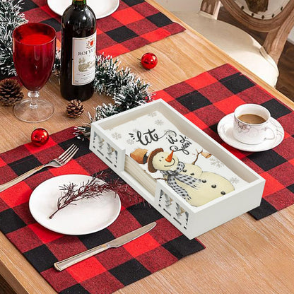 Christmas Paper Towel Holder Kitchen Decor Accessories Gift Decorative Wooden Napkin Holder for Table Bathroom Guest Towels Holder Rustic Wood Holiday Xmas Napkin Holder Disposable Hand Towel Tray