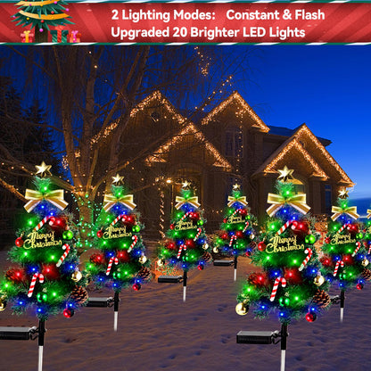 BEIDOULU Solar Christmas Decorations Outdoor，DEIDOULU Solar Christmas Tree, 2 Pack 40 Led Light 2 Modes Outdoor Xmas Tree Light décor Pathway Lights Patio Yard