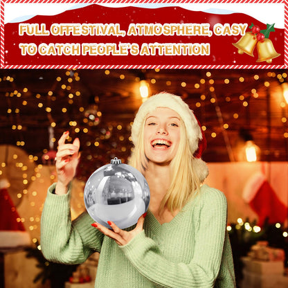 Hiboom 4 Pcs Christmas Ball Ornaments Plastic 6 Inch Christmas Tree Decoration Balls Large Xmas Decorative Hanging Ornament for Home Outdoor Outside Holiday Lawn Yard Party Supplies(Silver)