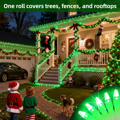 QUHUATU 300LED Chrstmas Lights, 75ft Indoor Outdoor Christmas String Lights with 12 Modes, Green Christmastree Lights with Timer Dimmable Connectable for Fence Garden Xmas Wedding Party Decor Green