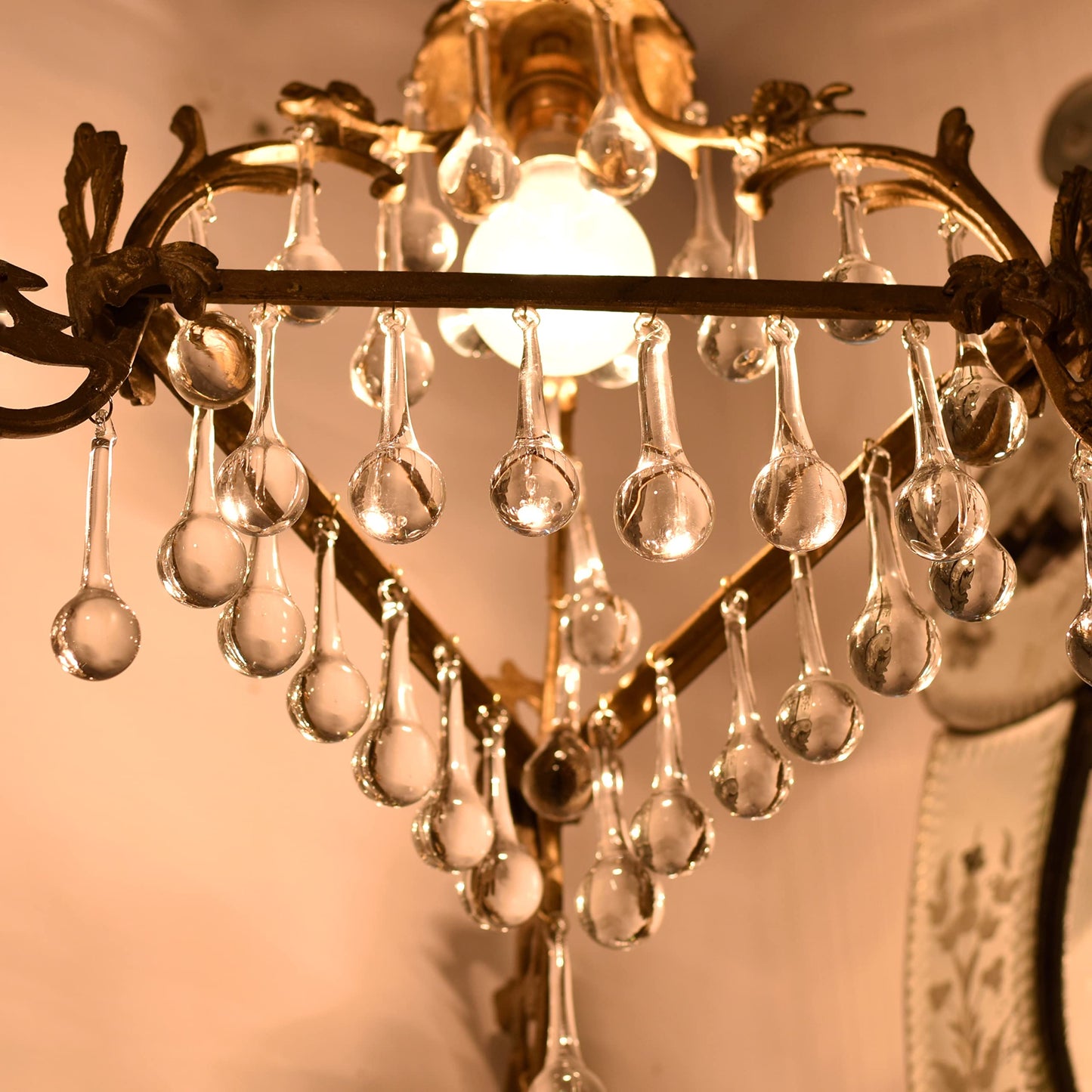 IndianShelf 20 Clear Glass Christmas Ornaments for Tree- Teardrop Ornaments- Chandelier Crystals Replacement Drops- Christmas Decorations- Icicles Raindrop Decorative Hanging Ornaments Centerpieces