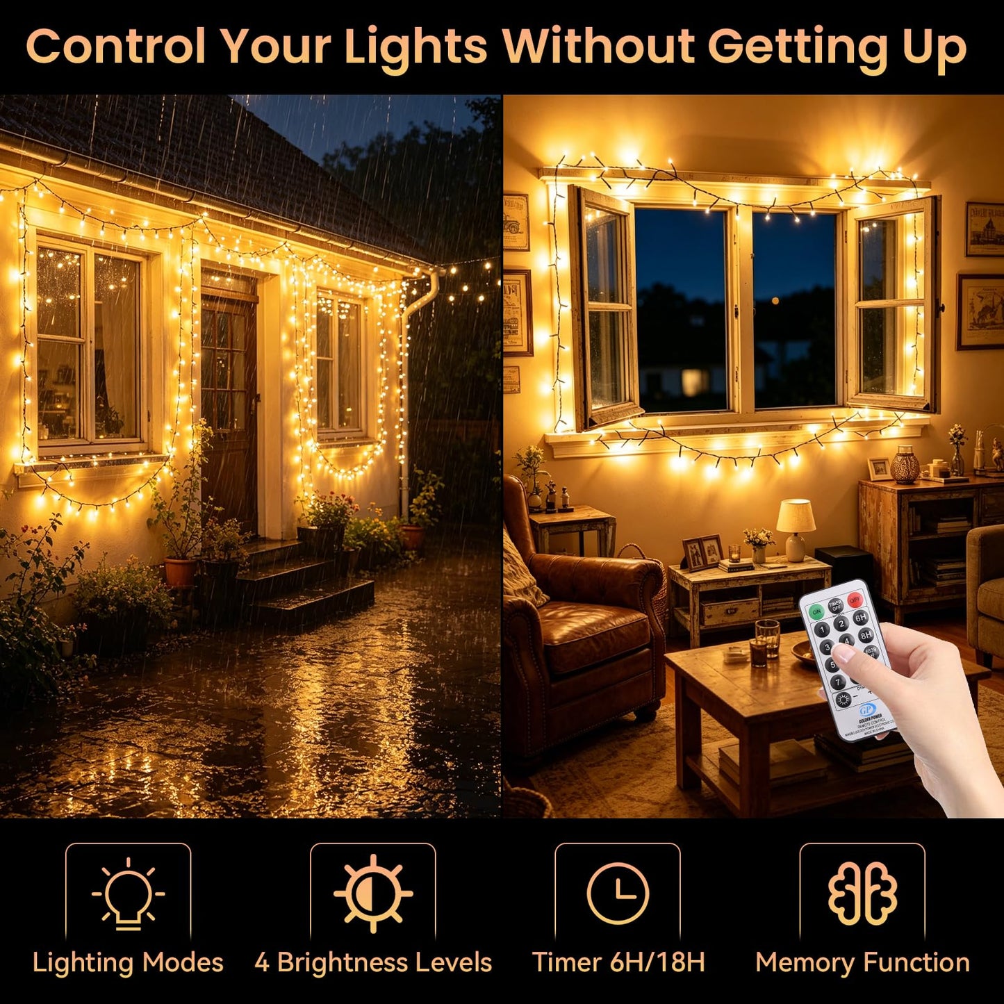 Dailyart 1200 LED Christmas Lights - 95 Ft Indoor Outdoor Cluster Lights with 8 Modes - Warm White Plug in Fairy String Lights with Timer Twinkle Lights for Christmas Tree Wedding Xmas Decorations