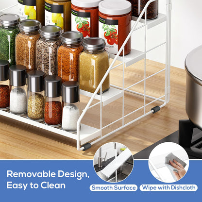 Spice Rack Organizer for Cabinet, 4 Tiered Spice Rack Organizer, Tiered Adjustable Spice Shelf for Kitchen Countertop Pantry Organization (Bright Black)